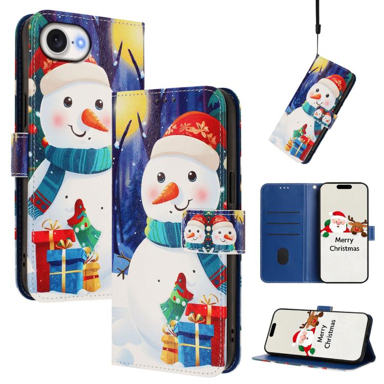 Christmas Series Buckle Leather Phone Case with Hand Strap, For iPhone 18 Pro / 17 Pro, For iPhone 18 Pro Max / 17 Pro Max, For iPhone 17e / 16e, For iPhone 17