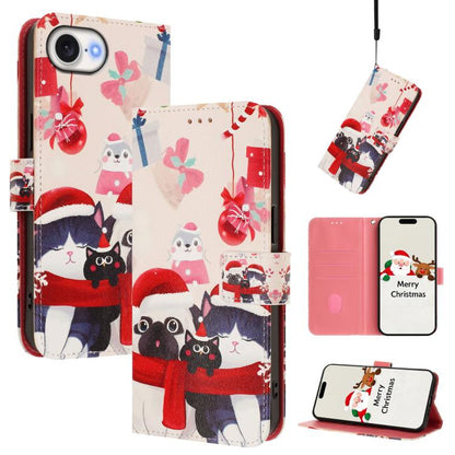 Christmas Series Buckle Leather Phone Case with Hand Strap, For iPhone 18 Pro / 17 Pro, For iPhone 18 Pro Max / 17 Pro Max, For iPhone 17e / 16e, For iPhone 17