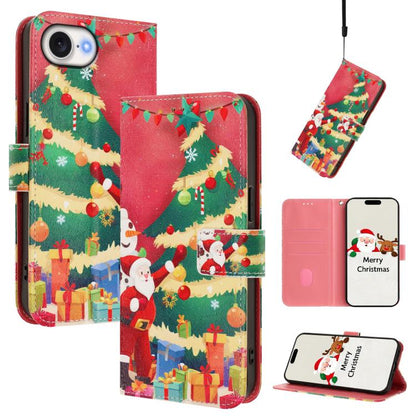 Christmas Series Buckle Leather Phone Case with Hand Strap, For iPhone 18 Pro / 17 Pro, For iPhone 18 Pro Max / 17 Pro Max, For iPhone 17e / 16e, For iPhone 17