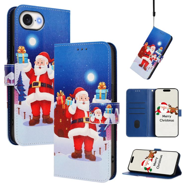 Christmas Series Buckle Leather Phone Case with Hand Strap, For iPhone 18 Pro / 17 Pro, For iPhone 18 Pro Max / 17 Pro Max, For iPhone 17e / 16e, For iPhone 17