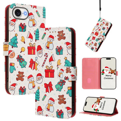 Christmas Series Buckle Leather Phone Case with Hand Strap, For iPhone 18 Pro / 17 Pro, For iPhone 18 Pro Max / 17 Pro Max, For iPhone 17e / 16e, For iPhone 17