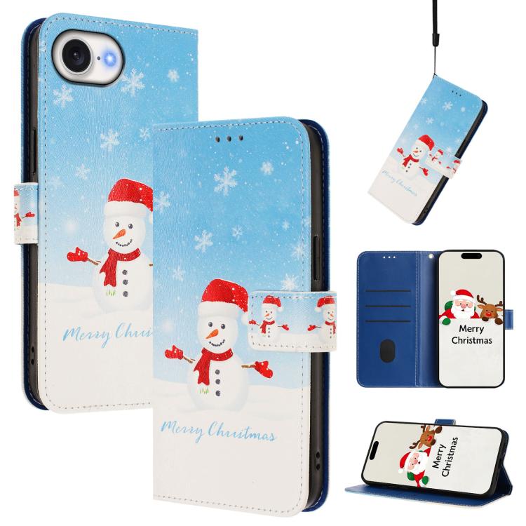 Christmas Series Buckle Leather Phone Case with Hand Strap, For iPhone 18 Pro / 17 Pro, For iPhone 18 Pro Max / 17 Pro Max, For iPhone 17e / 16e, For iPhone 17