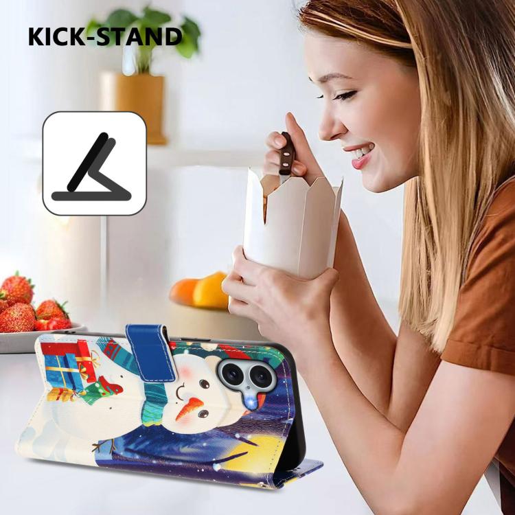 Christmas Series Buckle Leather Phone Case with Hand Strap, For iPhone Air, For iPhone 16 Pro Max, For iPhone 16 Pro, For iPhone 16 Plus