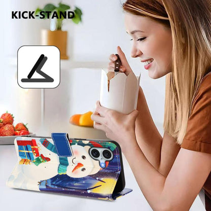 Christmas Series Buckle Leather Phone Case with Hand Strap, For iPhone Air, For iPhone 16 Pro Max, For iPhone 16 Pro, For iPhone 16 Plus