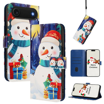 Christmas Series Buckle Leather Phone Case with Hand Strap, For iPhone Air, For iPhone 16 Pro Max, For iPhone 16 Pro, For iPhone 16 Plus