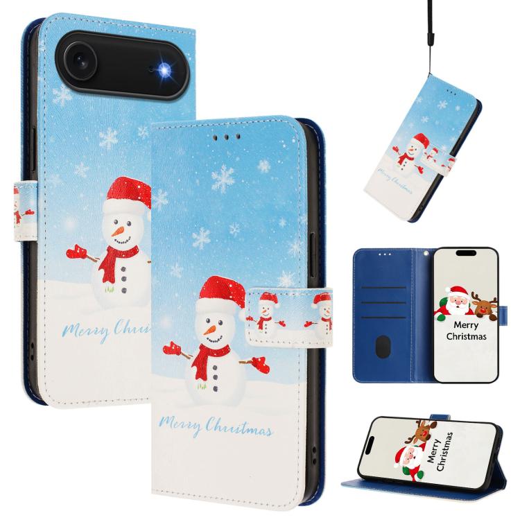 Christmas Series Buckle Leather Phone Case with Hand Strap, For iPhone Air, For iPhone 16 Pro Max, For iPhone 16 Pro, For iPhone 16 Plus