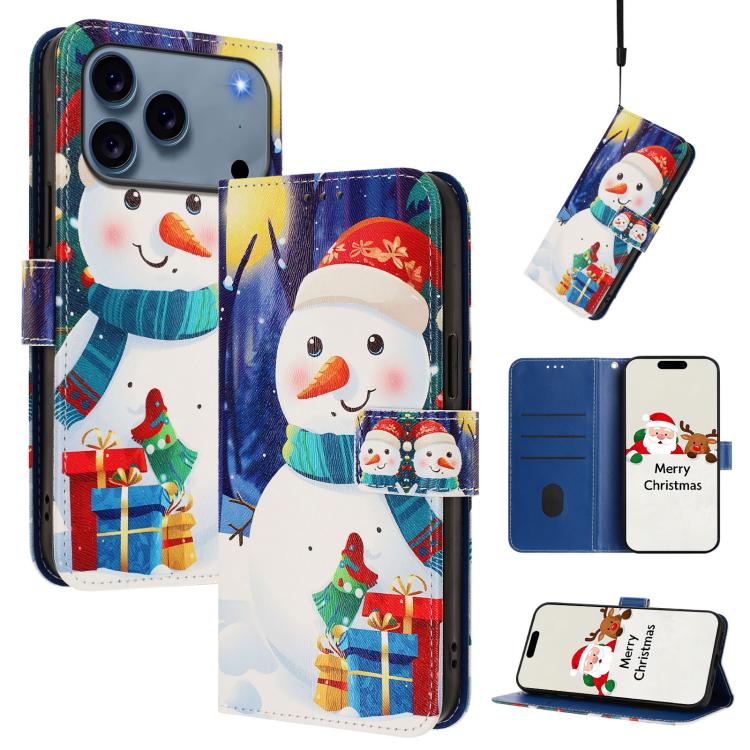 Christmas Series Buckle Leather Phone Case with Hand Strap, For iPhone 18 Pro / 17 Pro, For iPhone 18 Pro Max / 17 Pro Max, For iPhone 17e / 16e, For iPhone 17
