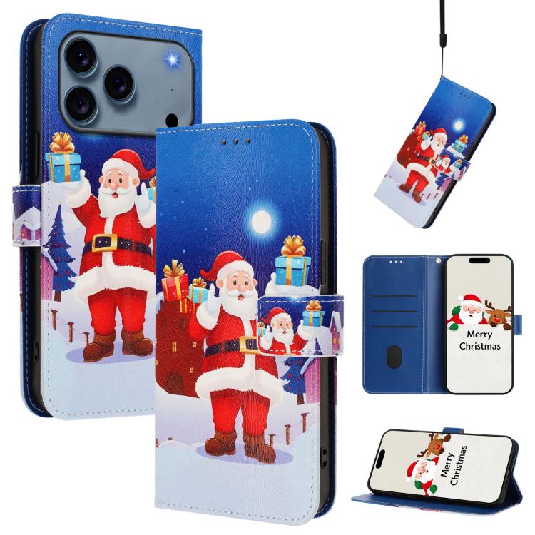 Christmas Series Buckle Leather Phone Case with Hand Strap, For iPhone 18 Pro / 17 Pro, For iPhone 18 Pro Max / 17 Pro Max, For iPhone 17e / 16e, For iPhone 17
