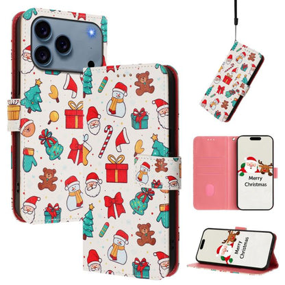 Christmas Series Buckle Leather Phone Case with Hand Strap, For iPhone 18 Pro / 17 Pro, For iPhone 18 Pro Max / 17 Pro Max, For iPhone 17e / 16e, For iPhone 17