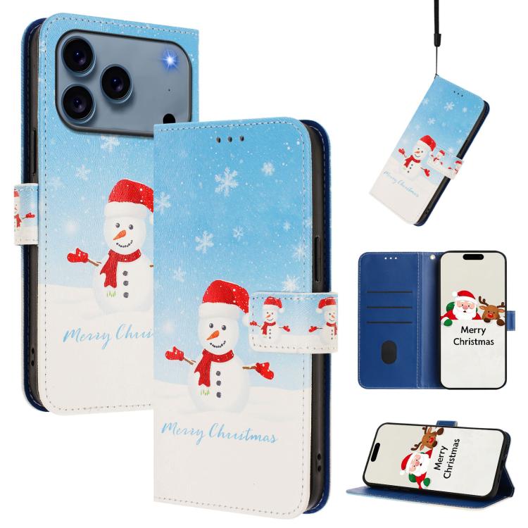 Christmas Series Buckle Leather Phone Case with Hand Strap, For iPhone 18 Pro / 17 Pro, For iPhone 18 Pro Max / 17 Pro Max, For iPhone 17e / 16e, For iPhone 17