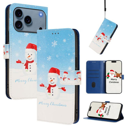 Christmas Series Buckle Leather Phone Case with Hand Strap, For iPhone 18 Pro / 17 Pro, For iPhone 18 Pro Max / 17 Pro Max, For iPhone 17e / 16e, For iPhone 17