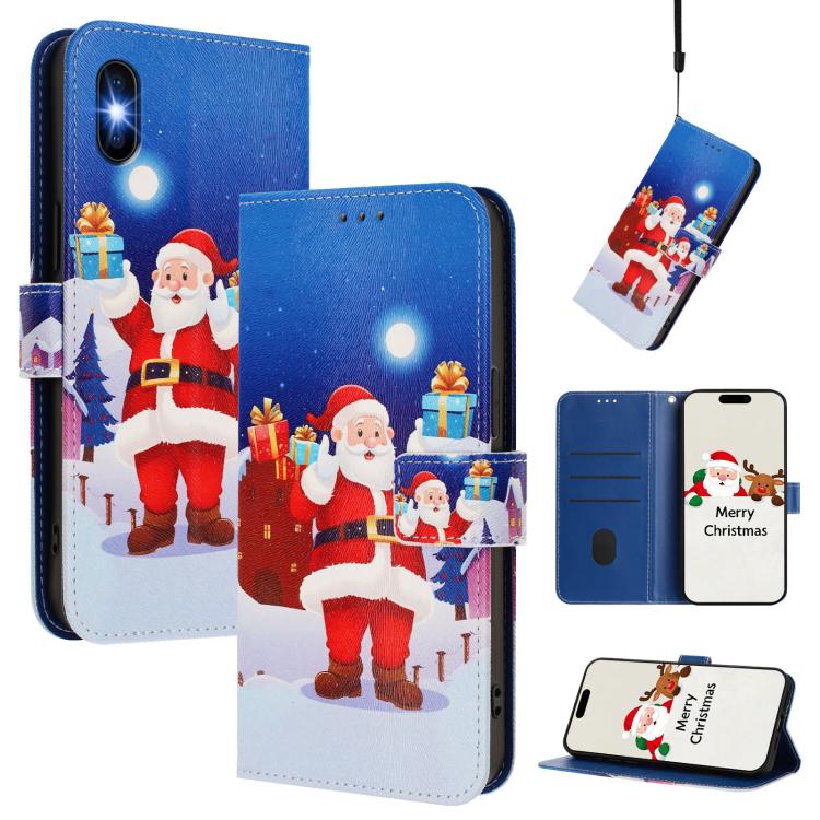 Christmas Series Buckle Leather Phone Case with Hand Strap, For iPhone XR, For iPhone XS Max, For iPhone 8 Plus / 7 Plus