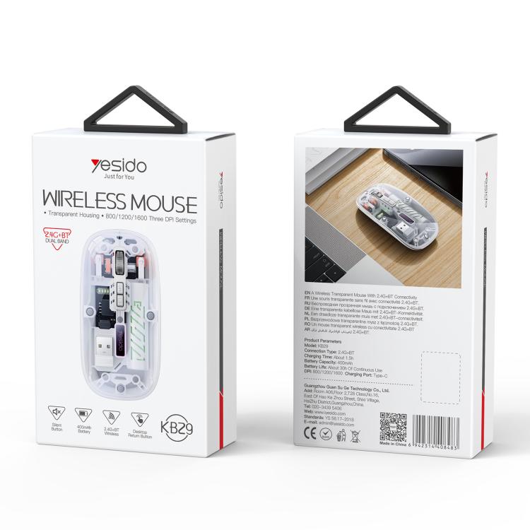 Yesido KB29 Transparent Bluetooth Dual Mode Wireless Mouse