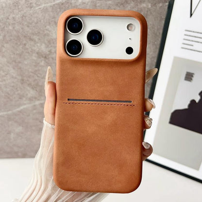 Skin Feel Sheepskin Card Slot Phone Case, For iPhone 18 Pro / 17 Pro, For iPhone 18 Pro Max / 17 Pro Max, For iPhone 17, For iPhone Air