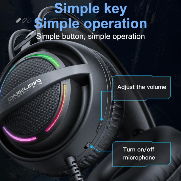 ONIKUMA X88 Head-mounted RGB Light E-Sports Gaming Headset, Cable Length: 2.2m