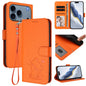 Embossed Heart Cat Leather Phone Case with Hand Strap, For iPhone 18 Pro / 17 Pro, For iPhone 18 Pro Max / 17 Pro Max