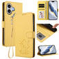 Embossed Heart Cat Leather Phone Case with Hand Strap, For iPhone 17e / 16e, For iPhone 17