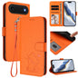 Embossed Heart Cat Leather Phone Case with Hand Strap, For iPhone Air, For iPhone 16 Pro Max