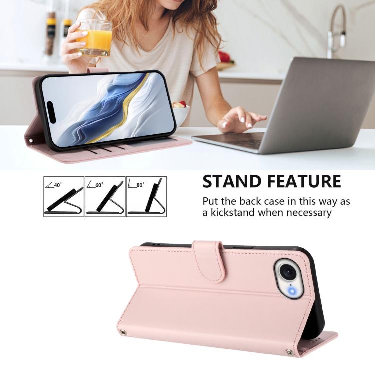 Embossed Heart Cat Leather Phone Case with Hand Strap, For iPhone 17e / 16e, For iPhone 17