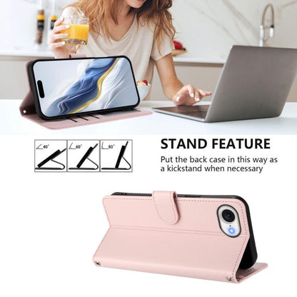 Embossed Heart Cat Leather Phone Case with Hand Strap, For iPhone 17e / 16e, For iPhone 17