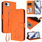 Embossed Heart Cat Leather Phone Case with Hand Strap, For iPhone 17e / 16e, For iPhone 17