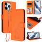 Embossed Heart Cat Leather Phone Case with Hand Strap, For iPhone Air, For iPhone 16 Pro Max