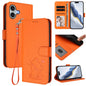 Embossed Heart Cat Leather Phone Case with Hand Strap, For iPhone 16 Pro, For iPhone 16 Plus