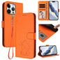 Embossed Heart Cat Leather Phone Case with Hand Strap, For iPhone 15 Pro, For iPhone 15 Plus