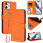 Embossed Heart Cat Leather Phone Case with Hand Strap, For iPhone 13 mini, For iPhone 12 / 12 Pro