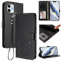Embossed Heart Cat Leather Phone Case with Hand Strap, For iPhone 13 mini, For iPhone 12 / 12 Pro