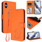 Embossed Heart Cat Leather Phone Case with Hand Strap, For iPhone XR, For iPhone XS Max