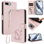 Embossed Heart Cat Leather Phone Case with Hand Strap, For iPhone 7 Plus / 8 Plus
