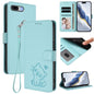 Embossed Heart Cat Leather Phone Case with Hand Strap, For iPhone 7 Plus / 8 Plus