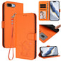 Embossed Heart Cat Leather Phone Case with Hand Strap, For iPhone 7 Plus / 8 Plus
