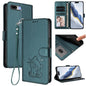 Embossed Heart Cat Leather Phone Case with Hand Strap, For iPhone 7 Plus / 8 Plus