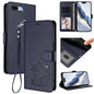 Embossed Heart Cat Leather Phone Case with Hand Strap, For iPhone 7 Plus / 8 Plus