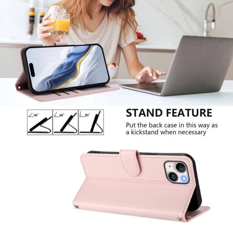 Embossed Heart Cat Leather Phone Case with Hand Strap, For iPhone 13 mini, For iPhone 12 / 12 Pro