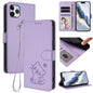 Embossed Heart Cat Leather Phone Case with Hand Strap, For iPhone 11 Pro, For iPhone X / XS