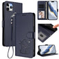Embossed Heart Cat Leather Phone Case with Hand Strap, For iPhone 11 Pro, For iPhone X / XS