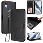 Embossed Heart Cat Leather Phone Case with Hand Strap, For iPhone XR, For iPhone XS Max