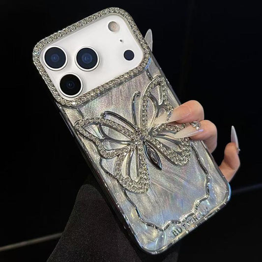 Butterfly Electroplating TPU Phone Case with Epoxy Cardboard, For iPhone 17 Pro Max, For iPhone 17 Pro, For iPhone 17, For iPhone 16 Pro Max, For iPhone 16 Pro, For iPhone 16 Plus