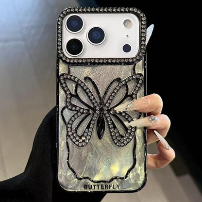 Butterfly Electroplating TPU Phone Case with Epoxy Cardboard, For iPhone 17 Pro Max, For iPhone 17 Pro, For iPhone 17, For iPhone 16 Pro Max, For iPhone 16 Pro, For iPhone 16 Plus