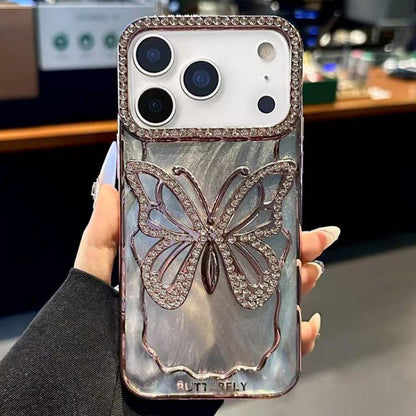 Butterfly Electroplating TPU Phone Case with Epoxy Cardboard, For iPhone 17 Pro Max, For iPhone 17 Pro, For iPhone 17, For iPhone 16 Pro Max, For iPhone 16 Pro, For iPhone 16 Plus