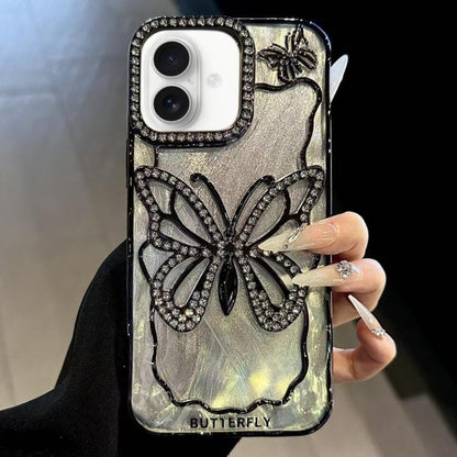 Butterfly Electroplating TPU Phone Case with Epoxy Cardboard, For iPhone 17 Pro Max, For iPhone 17 Pro, For iPhone 17, For iPhone 16 Pro Max, For iPhone 16 Pro, For iPhone 16 Plus