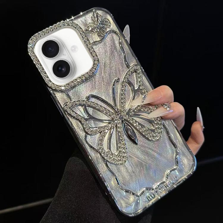 Butterfly Electroplating TPU Phone Case with Epoxy Cardboard, For iPhone 16 Pro Max, For iPhone 16 Pro, For iPhone 16 Plus, For iPhone 16, For iPhone 15 Pro Max, For iPhone 15 Pro