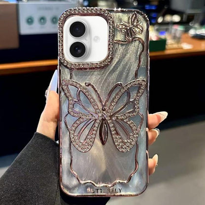 Butterfly Electroplating TPU Phone Case with Epoxy Cardboard, For iPhone 17 Pro Max, For iPhone 17 Pro, For iPhone 17, For iPhone 16 Pro Max, For iPhone 16 Pro, For iPhone 16 Plus
