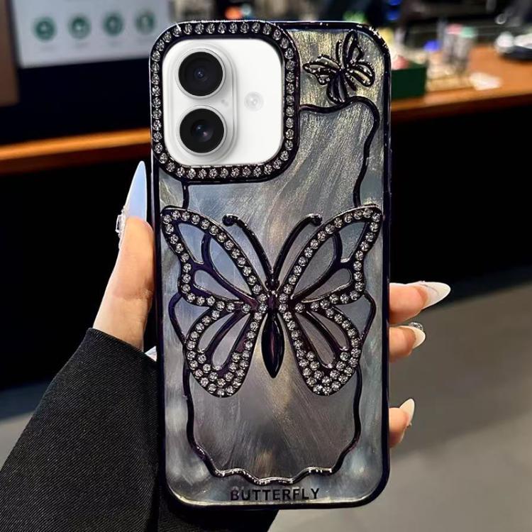 Butterfly Electroplating TPU Phone Case with Epoxy Cardboard, For iPhone 16 Pro Max, For iPhone 16 Pro, For iPhone 16 Plus, For iPhone 16, For iPhone 15 Pro Max, For iPhone 15 Pro