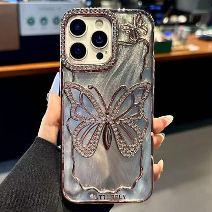 Butterfly Electroplating TPU Phone Case with Epoxy Cardboard, For iPhone 16, For iPhone 15 Pro Max, For iPhone 15 Pro, For iPhone 15 Plus, For iPhone 15, For iPhone 14 Plus