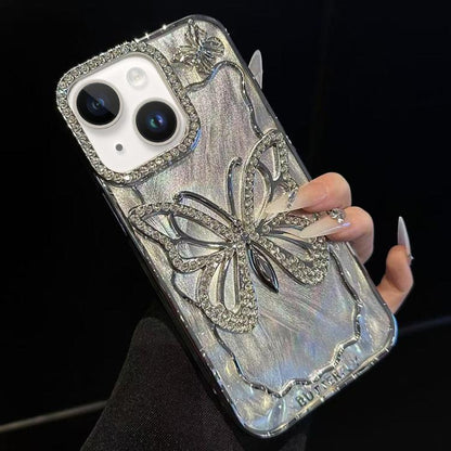Butterfly Electroplating TPU Phone Case with Epoxy Cardboard, For iPhone 15 Plus, For iPhone 15, For iPhone 14 Plus, For iPhone 14, For iPhone 14 Pro, For iPhone 14 Pro Max