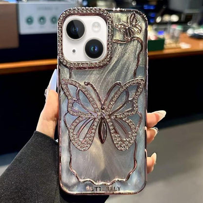 Butterfly Electroplating TPU Phone Case with Epoxy Cardboard, For iPhone 16, For iPhone 15 Pro Max, For iPhone 15 Pro, For iPhone 15 Plus, For iPhone 15, For iPhone 14 Plus